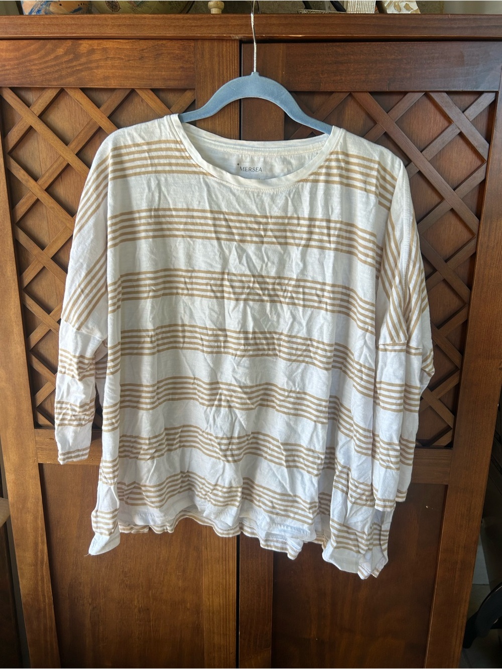 Cream + Tan Mersea Oversized Striped Long Sleeve Top